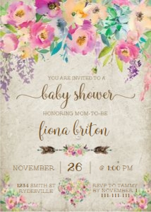 Boho Pink Floral Arrow Baby Shower Invitation design preview