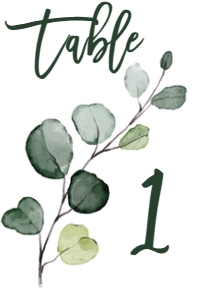 Eucalyptus Leaf Table Number 4x6 Green design preview