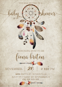 Boho Dreamcatcher Baby Shower Invitation design preview