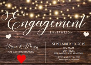 Cream Lights Wood Engagement Invitation design preview