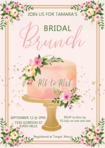 Bridal Shower Floral Cake Invitation design preview