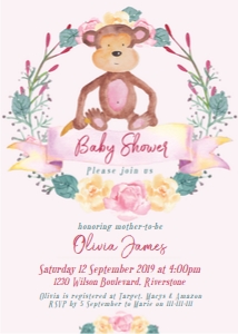 Pink Monkey Baby Shower Invitation: Pink Monkey Baby Shower Invitation
