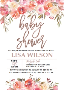 Rose Gold Glitter Baby Shower Invitation design preview