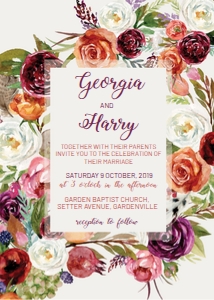 Autumn Flowers Wedding Invitation design preview
