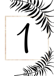 Black Gold Leaves 5x7 Table Number design preview