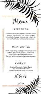 Black Gold Leaves Menu 4x9 design preview