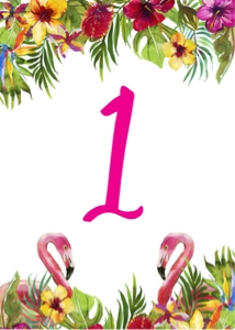 Flamingo 5x7 Table Number design preview