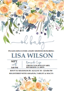 Peach Blue Baby Shower Invitation design preview