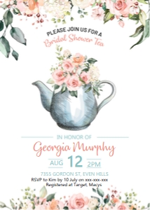 Teapot Shower Tea Bridal Invitation design preview