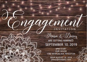 White Mandala Wood Engagement Invitation design preview