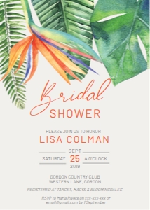 Bird of Paradise Bridal Shower Invitation design preview