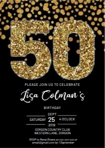 Birthday 50 Gold Glitter Invitation design preview