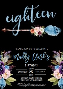 Birthday 18 Blue Arrow Invitation design preview