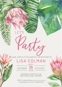 King Protea Birthday Invitation design preview