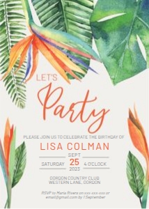 Bird of Paradise Birthday Invitation design preview