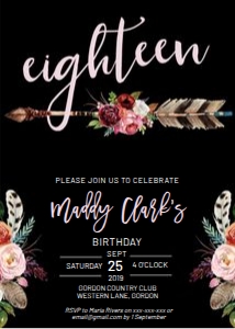 Birthday 18 Pink Arrow Invitation design preview