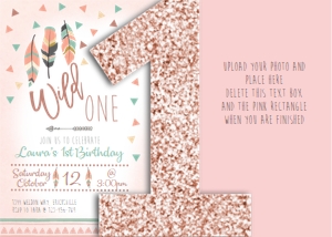 Wild One Girl 1st Birthday Invitation design preview