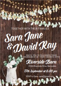 Rustic Eucalyptus Engagement Invitation design preview