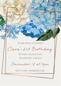 Blue Floral Birthday Invitation design preview
