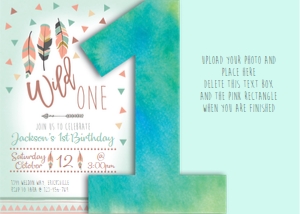 Wild One Number Boy Birthday Invitation design preview