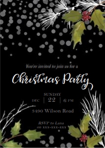 Holly Snow Christmas Invitation: Holly Snow Christmas Invitation