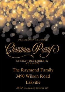 Elegant Gold Lights Christmas Invitation: Elegant Gold Lights Christmas Invitation