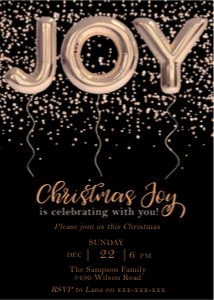 Gold Joy Christmas Invitation: Gold Joy Christmas Invitation