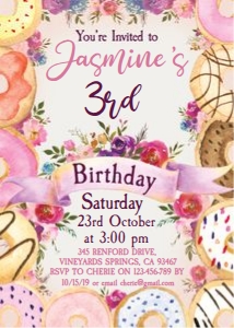 Donut Any Age Pink Birthday Invitation design preview