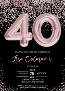 Birthday 40 Pink Balloon Invitation design preview