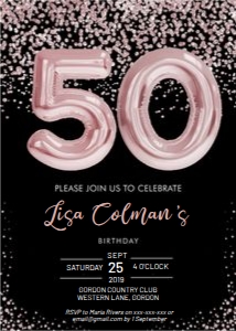 Birthday 50 Pink Balloon Invitation design preview