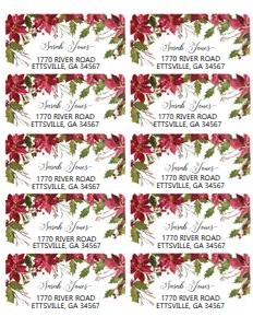 Red Poinsettia Shipping Label 10 to a page: Red Poinsettia Shipping Label 10 to a page