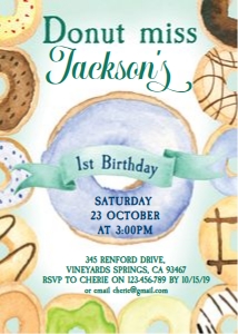 Donut Boys 1st Birthday Invitation design preview
