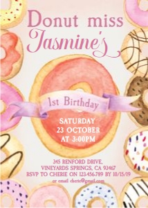 Donut 1st Birthday Invitation design preview