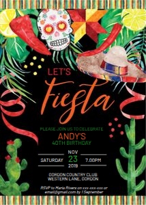 Mexican Fiesta Birthday Invitation design preview