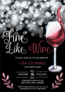 Fine Like Wine Red Invitation design preview