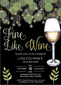 Fine Like Wine White Invitation design preview