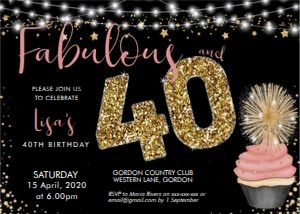 Fabulous 40 Cupcake Invitation design preview