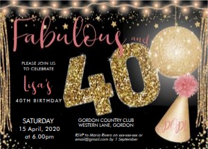 Fabulous 40 Disco Ball Invitation design preview