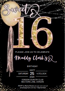 Sweet 16 Pink Gold Invitation design preview