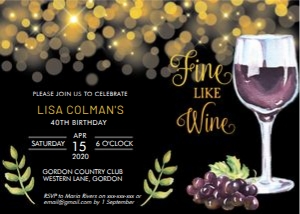 Fine Like Wine Red Gold Horizontal Invitation design preview