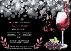 Fine Like Wine Red Invitation Horizontal design preview