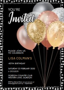 Metallic Glitter Balloons Invitation design preview