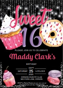 Sweet 16 Cakes Invitation design preview