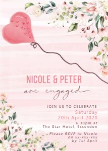 Pink Balloon Rose Engagement Invitation design preview