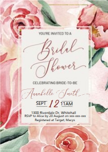 Pink Magnolia Rose Bridal Shower Invitation design preview