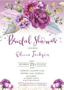 Purple Peonies Bridal Shower Invitation design preview