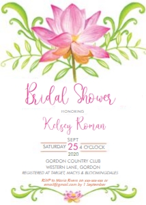 Pink Lotus Bridal Shower Invitation design preview