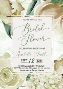 Cream Magnolia Rose Bridal Shower Invitation design preview