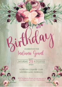 Burgundy Floral Birthday Invitation design preview