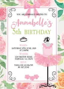 Pink Tutu Birthday Invitation design preview